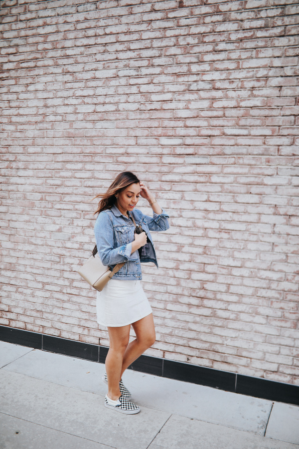 denim skirt outfits with vans